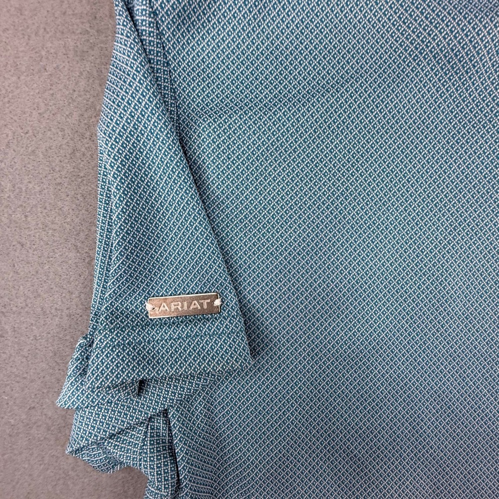 Ariat Polo Shirt Womens Small Blue AriatTek Short Sleeve Geometric Performance - Picture 5 of 8